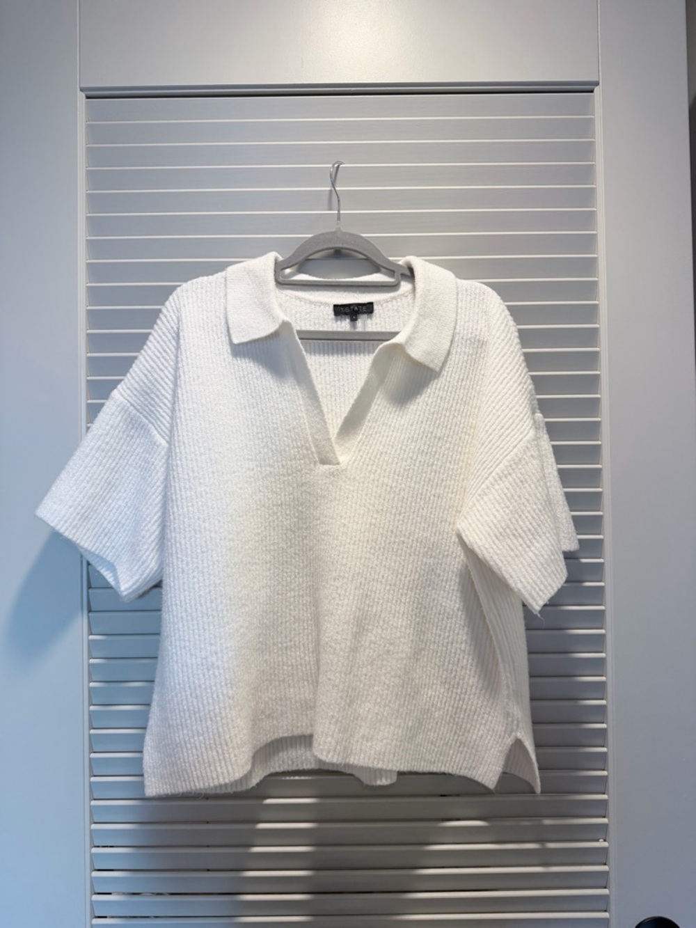 1. State White Knit Polo Sweater Top